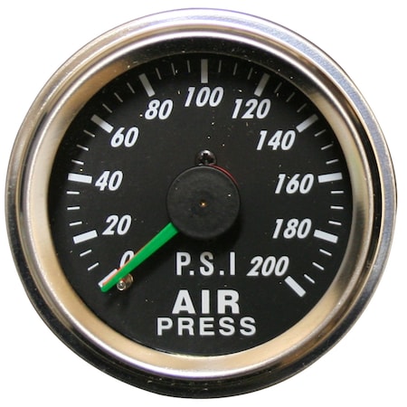 Bulldog Winch 0-200psi Air Pressure Gauge, 2", Dual Needle, Mechanical, Lighted 42075B